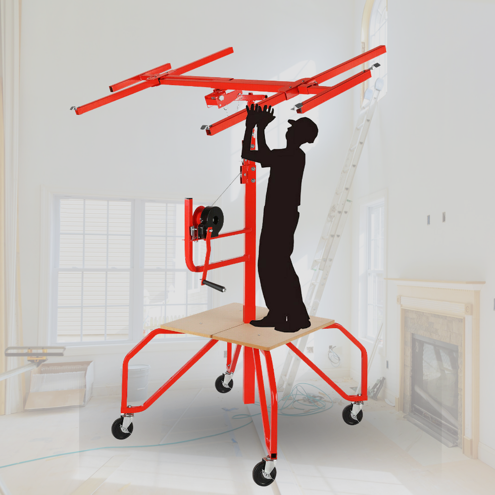 Portable Four Wheel Drywall Sheetrock Ceiling Panel Hoist Lift
