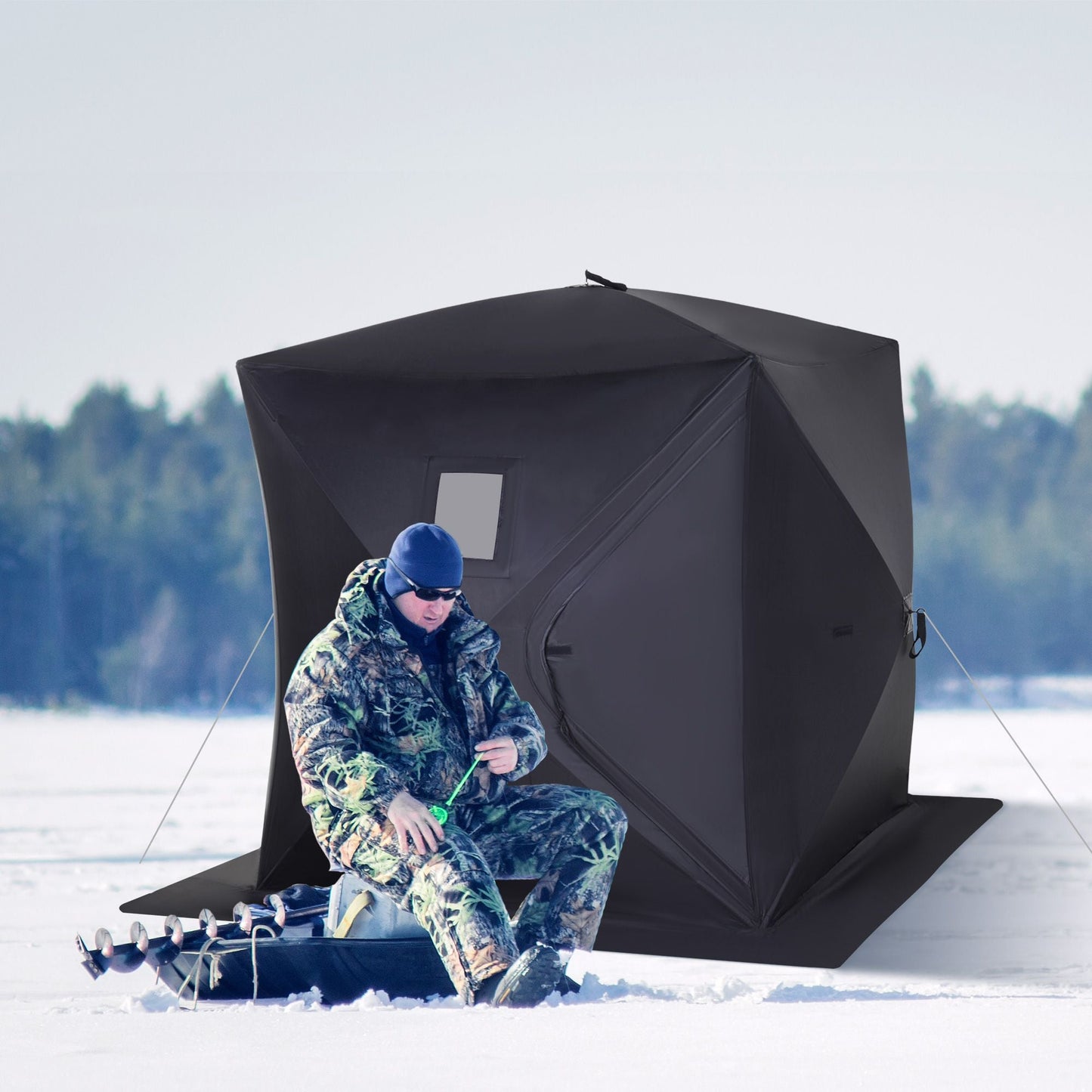 Heavy Duty Insulated Pop Up Winter Ice Fishing Camping Tent Shanty