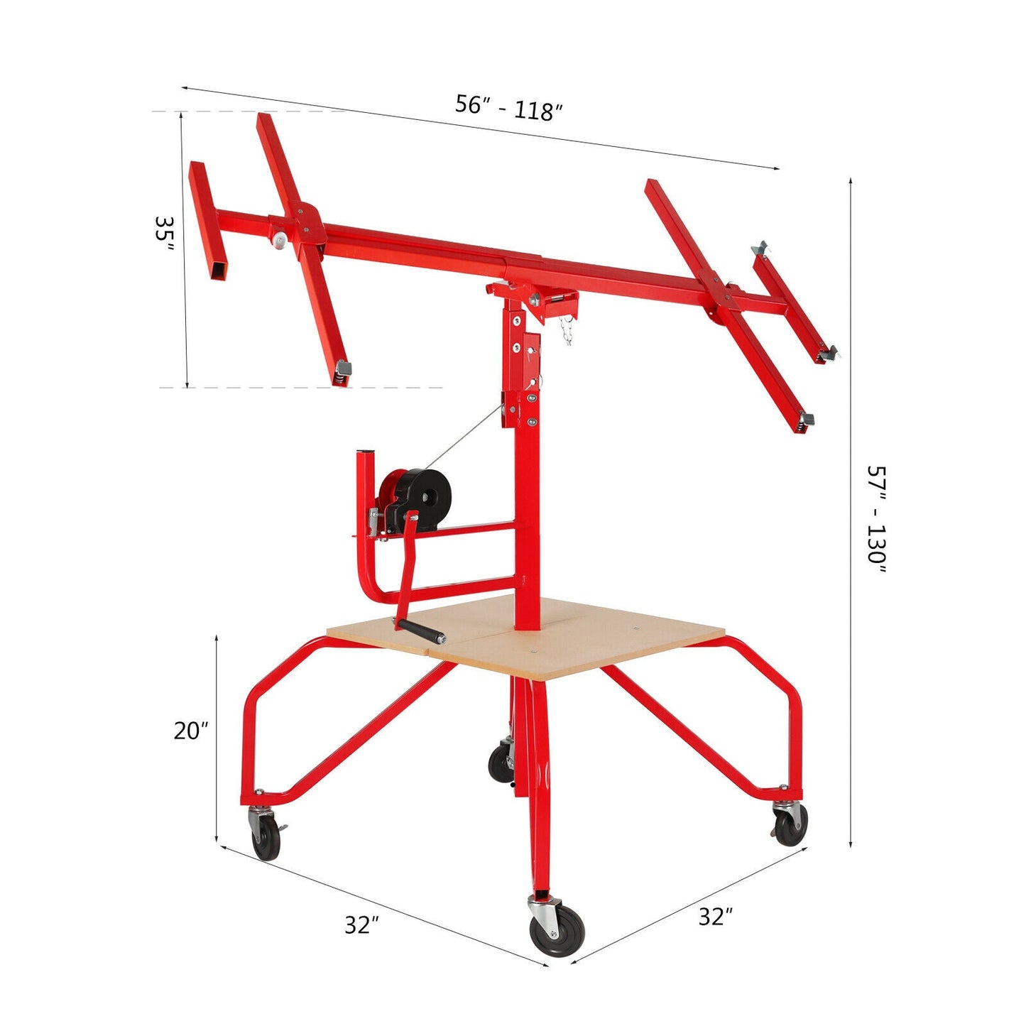 Portable Four Wheel Drywall Sheetrock Ceiling Panel Hoist Lift