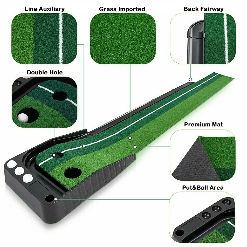 Indoor Golf Putting Green 10' Auto Return Practice Mat