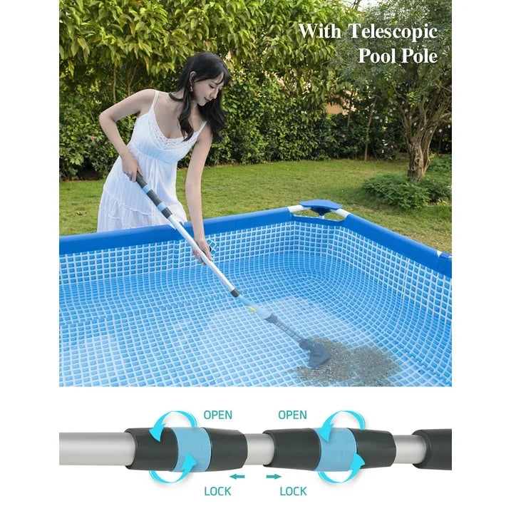 Handheld Pool Vacuum, Cordless Pool Vacuum with Running Time up to 60-Minutes for Small Above Ground Pools