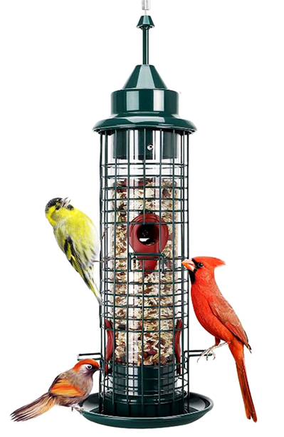 Hanging Metal Squirrel Proof Bird Feeder With 4 Feeding Ports