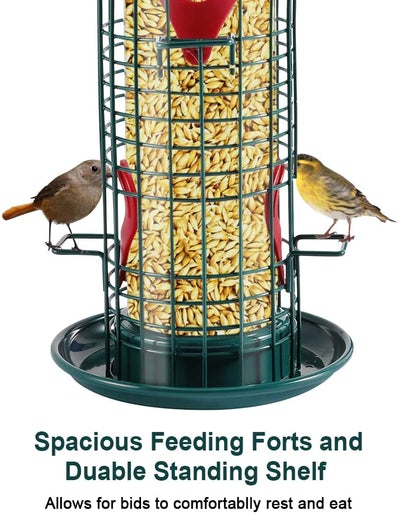 Hanging Metal Squirrel Proof Bird Feeder With 4 Feeding Ports