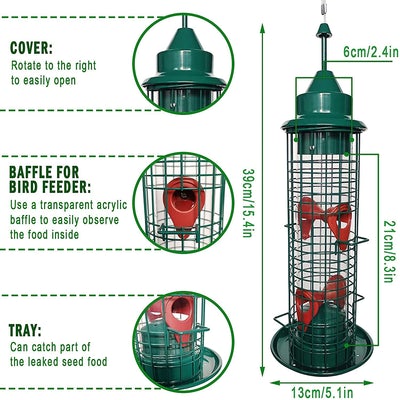 Hanging Metal Squirrel Proof Bird Feeder With 4 Feeding Ports