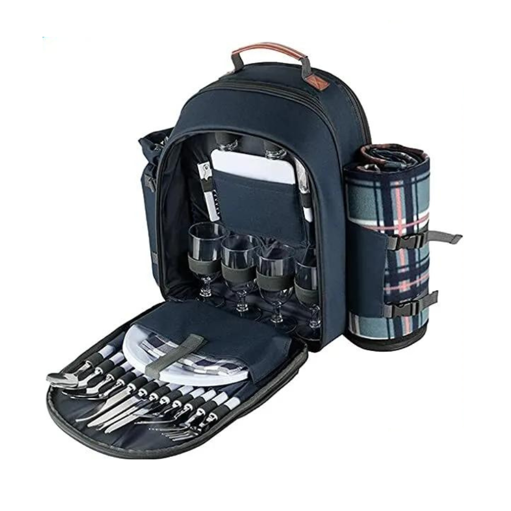 Picnic Basket Backpack Portable Set for 4