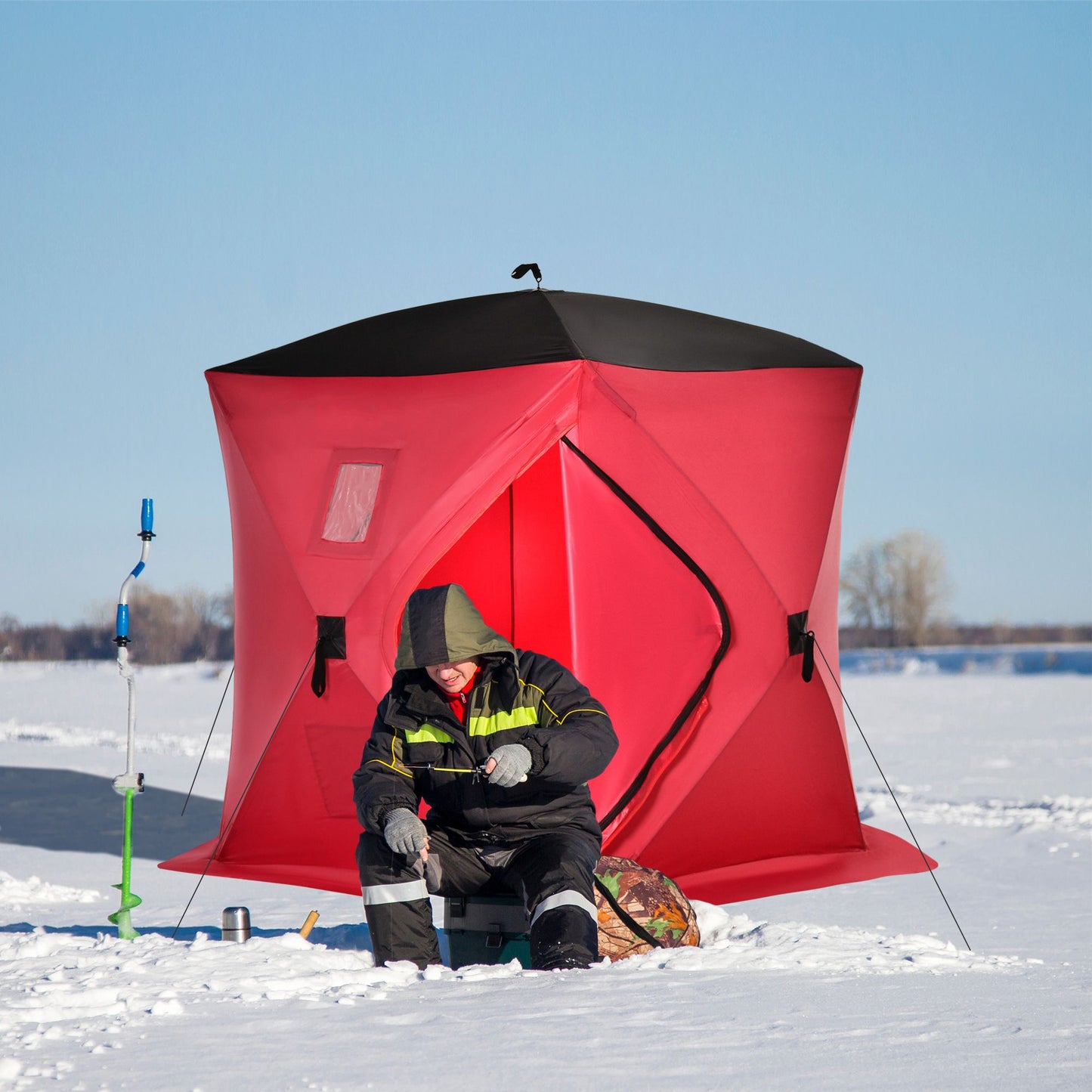 Heavy Duty Insulated Pop Up Winter Ice Fishing Camping Tent Shanty